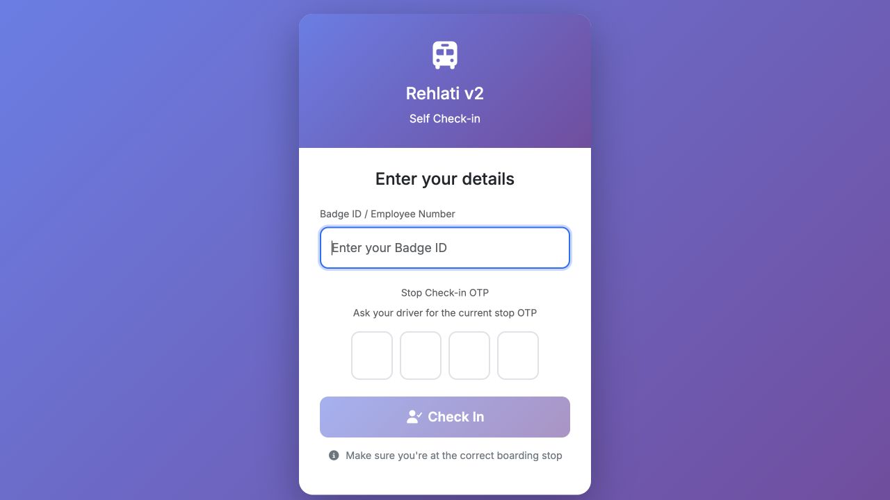 Rehlati v2 driver check-in and passenger manifest